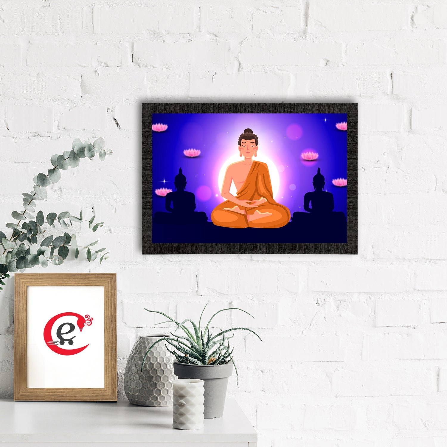 Meditating Lord Buddha Satin Matt Texture UV Art Painting Kafalo