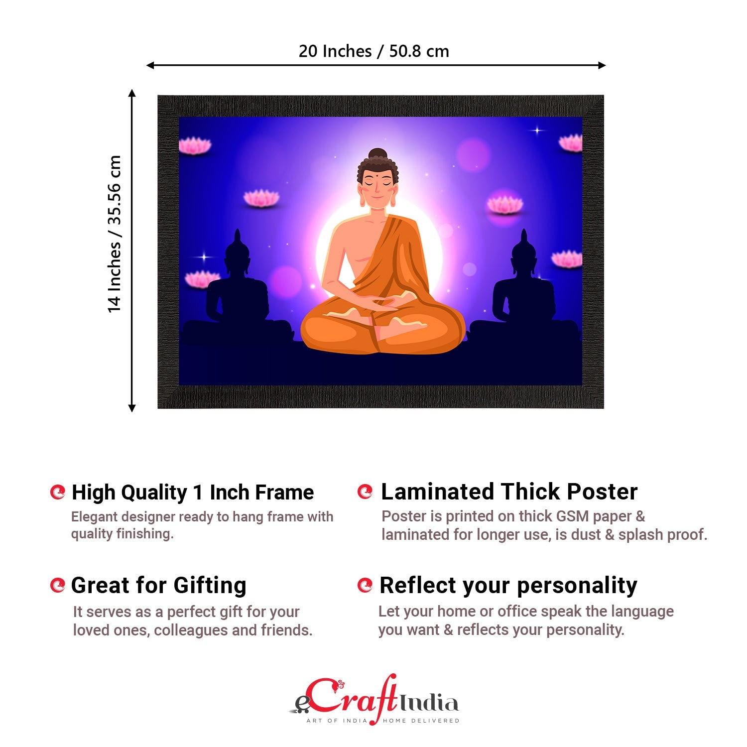 Meditating Lord Buddha Satin Matt Texture UV Art Painting Kafalo