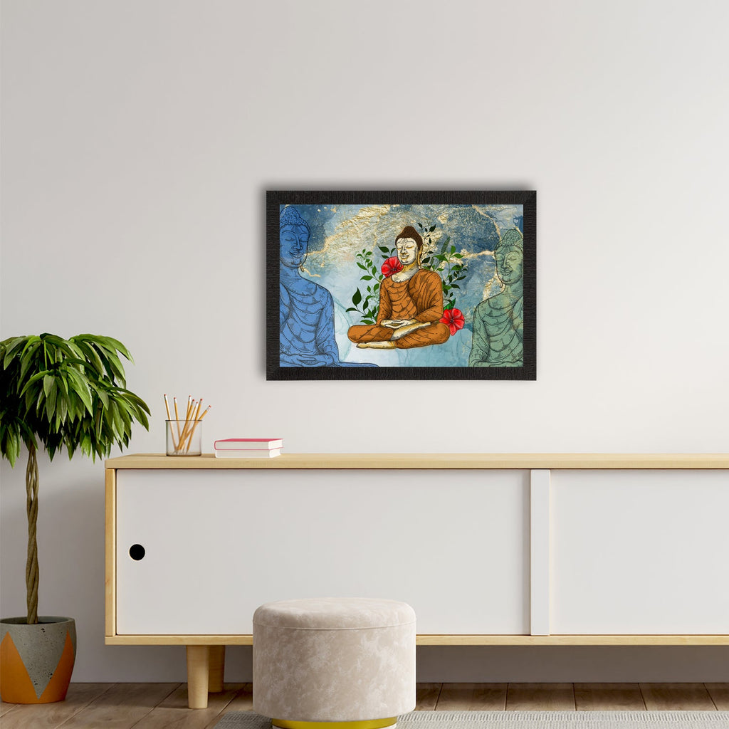 Meditating Lord Buddha Satin Matt Texture UV Art Painting Kafalo