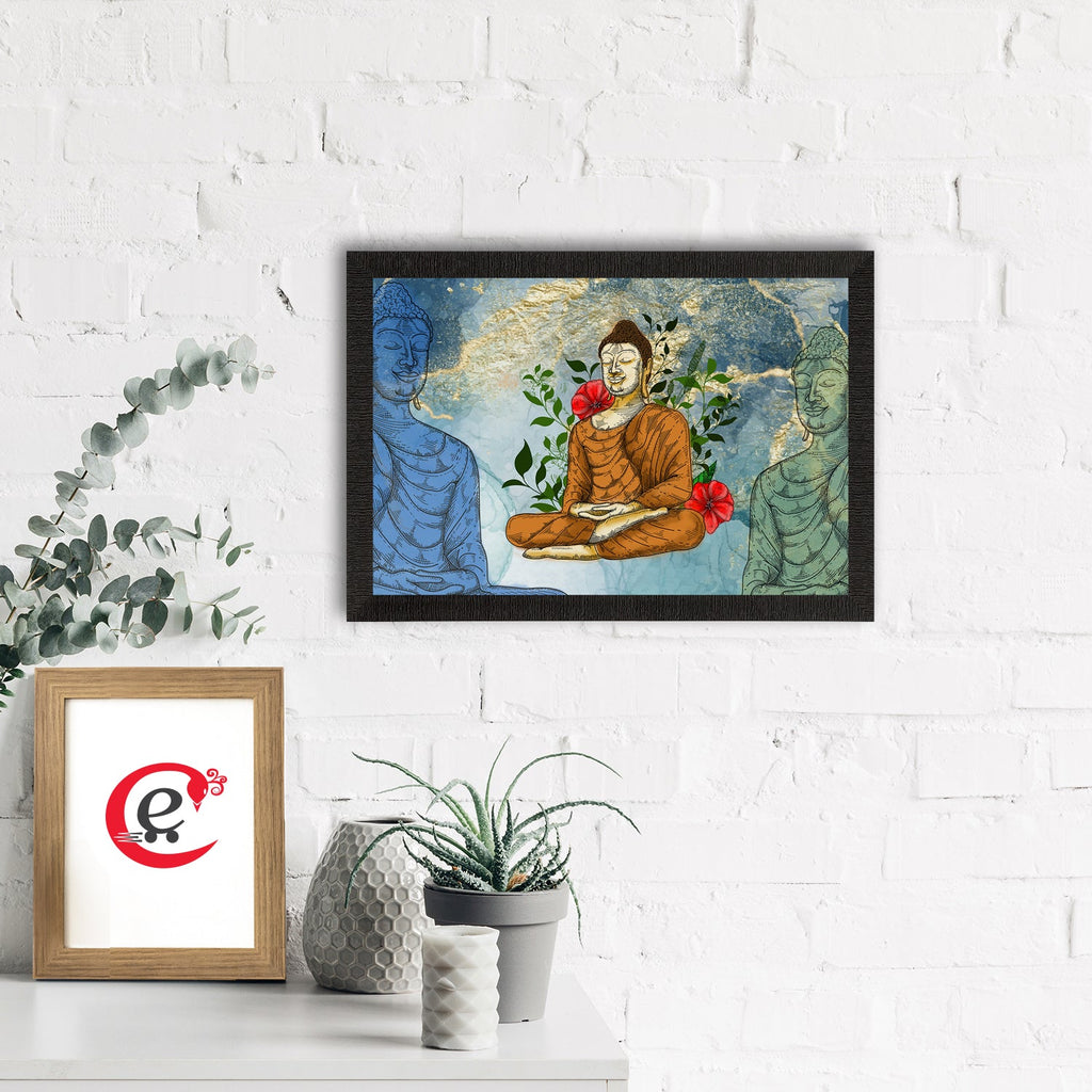 Meditating Lord Buddha Satin Matt Texture UV Art Painting Kafalo