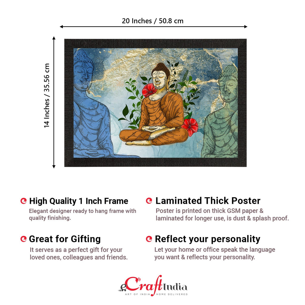 Meditating Lord Buddha Satin Matt Texture UV Art Painting Kafalo