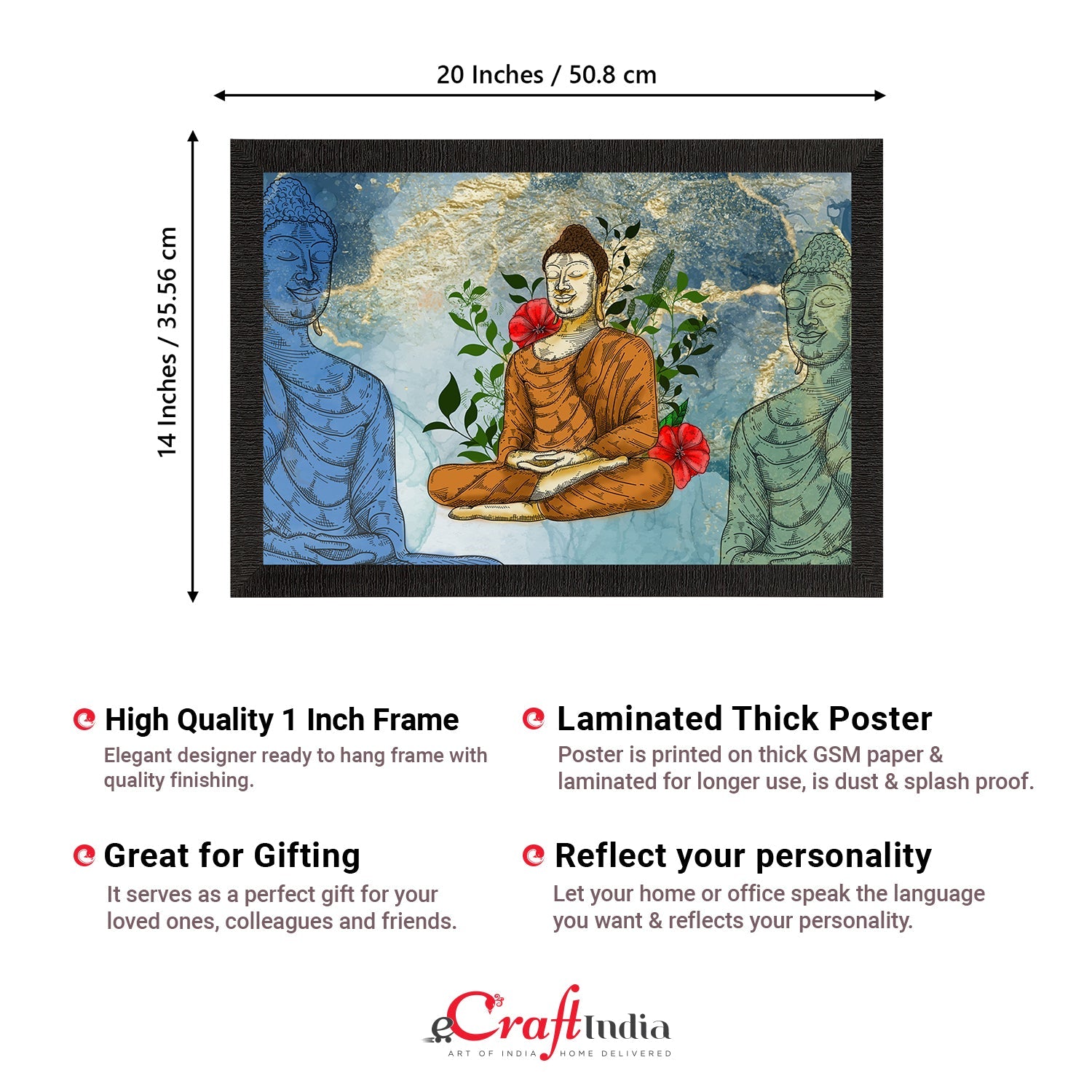 Meditating Lord Buddha Satin Matt Texture UV Art Painting Kafalo