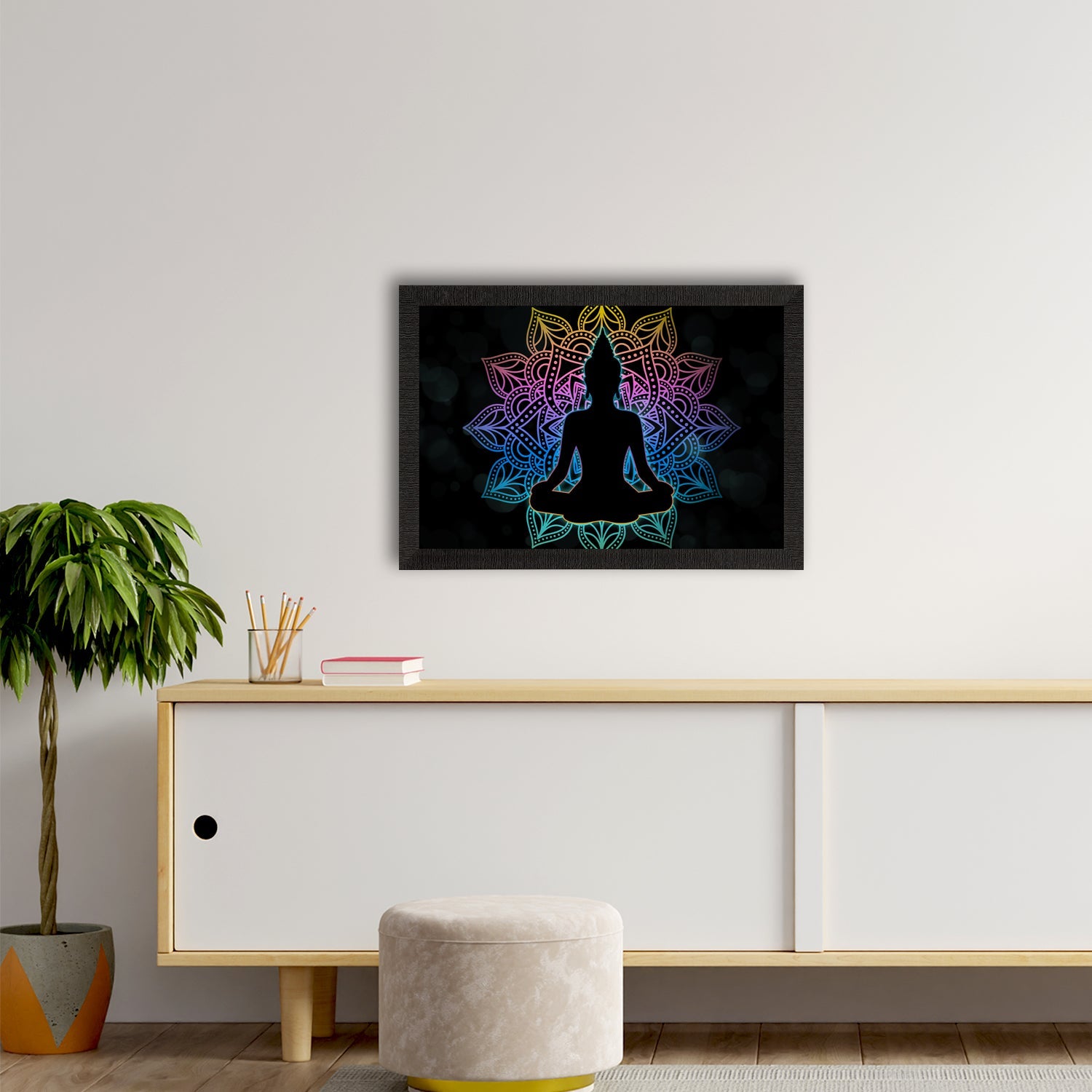 Meditating Lord Buddha Satin Matt Texture UV Art Painting Kafalo