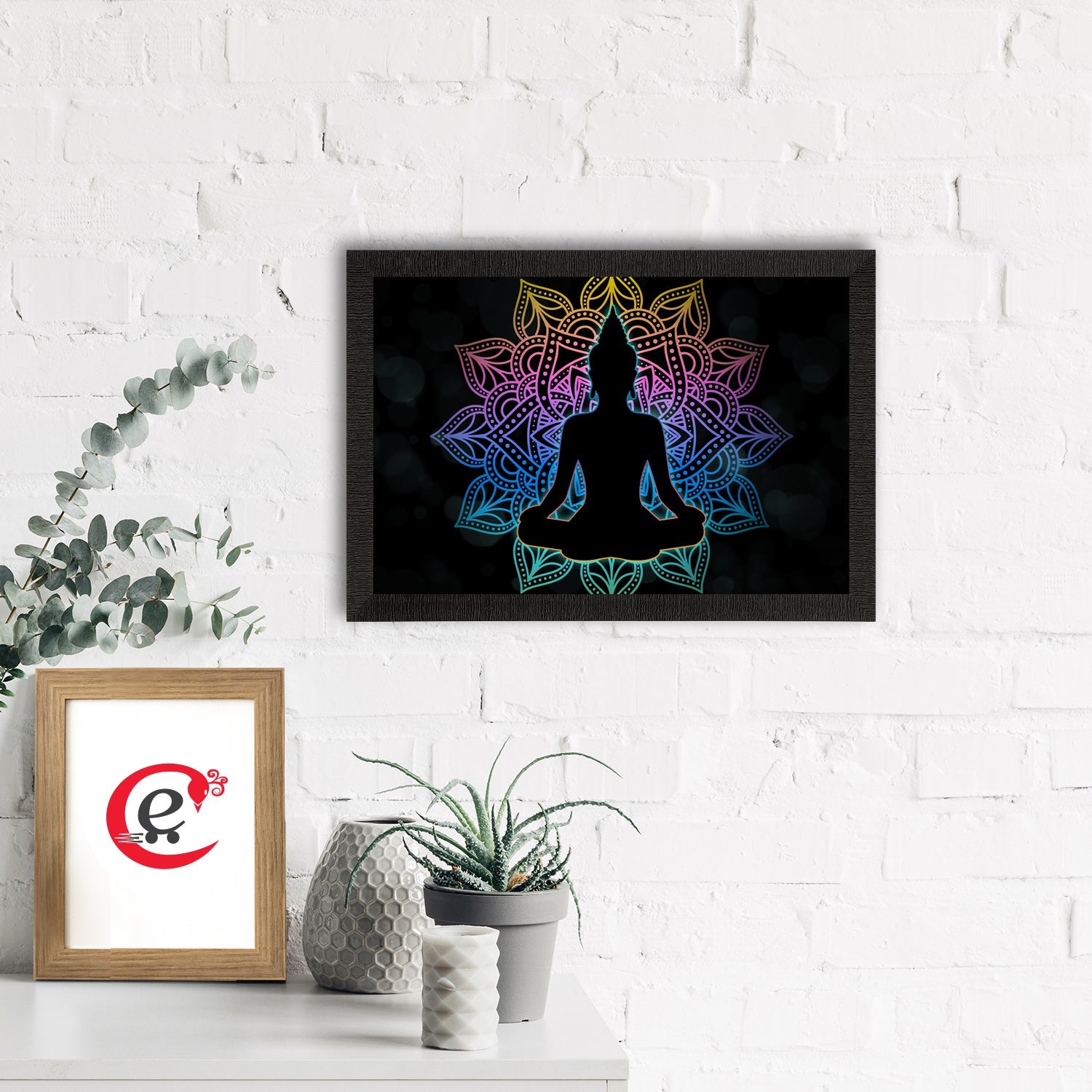 Meditating Lord Buddha Satin Matt Texture UV Art Painting Kafalo