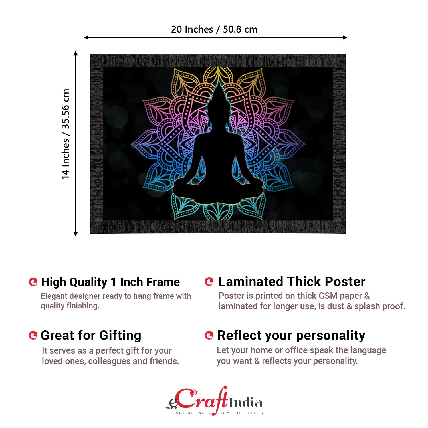 Meditating Lord Buddha Satin Matt Texture UV Art Painting Kafalo