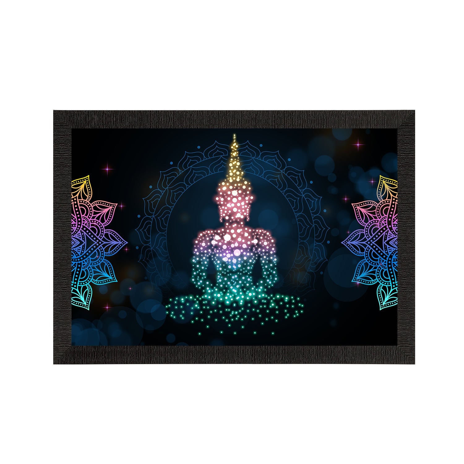 Meditating Lord Buddha Satin Matt Texture UV Art Painting Kafalo