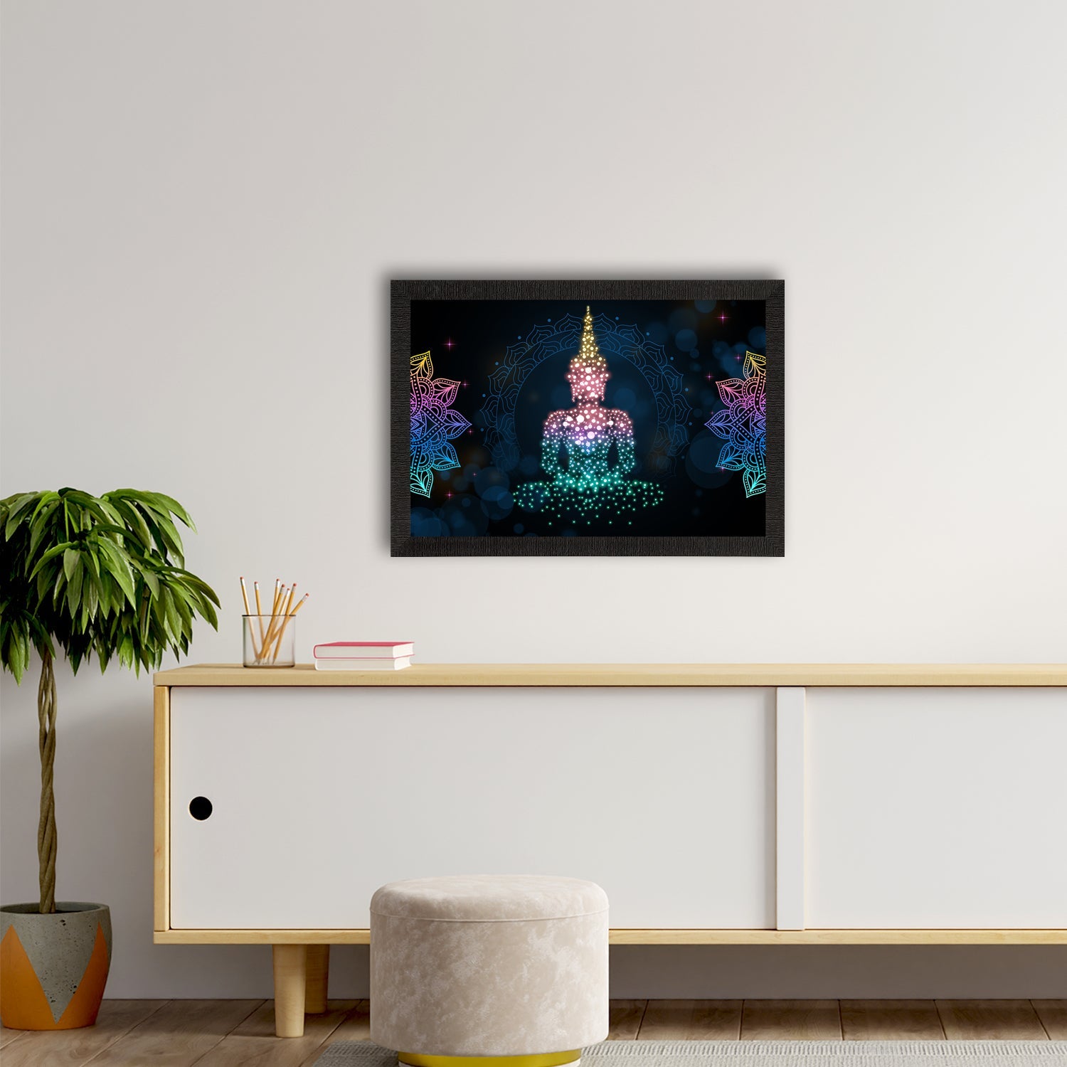 Meditating Lord Buddha Satin Matt Texture UV Art Painting Kafalo