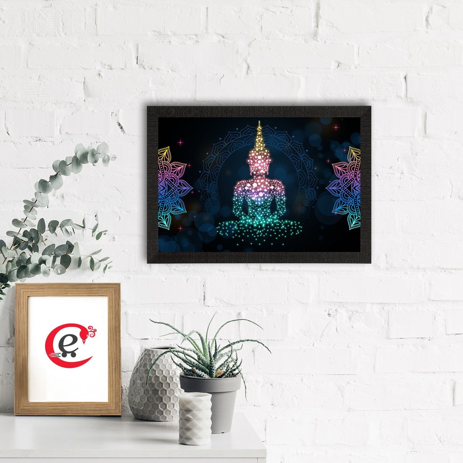 Meditating Lord Buddha Satin Matt Texture UV Art Painting Kafalo