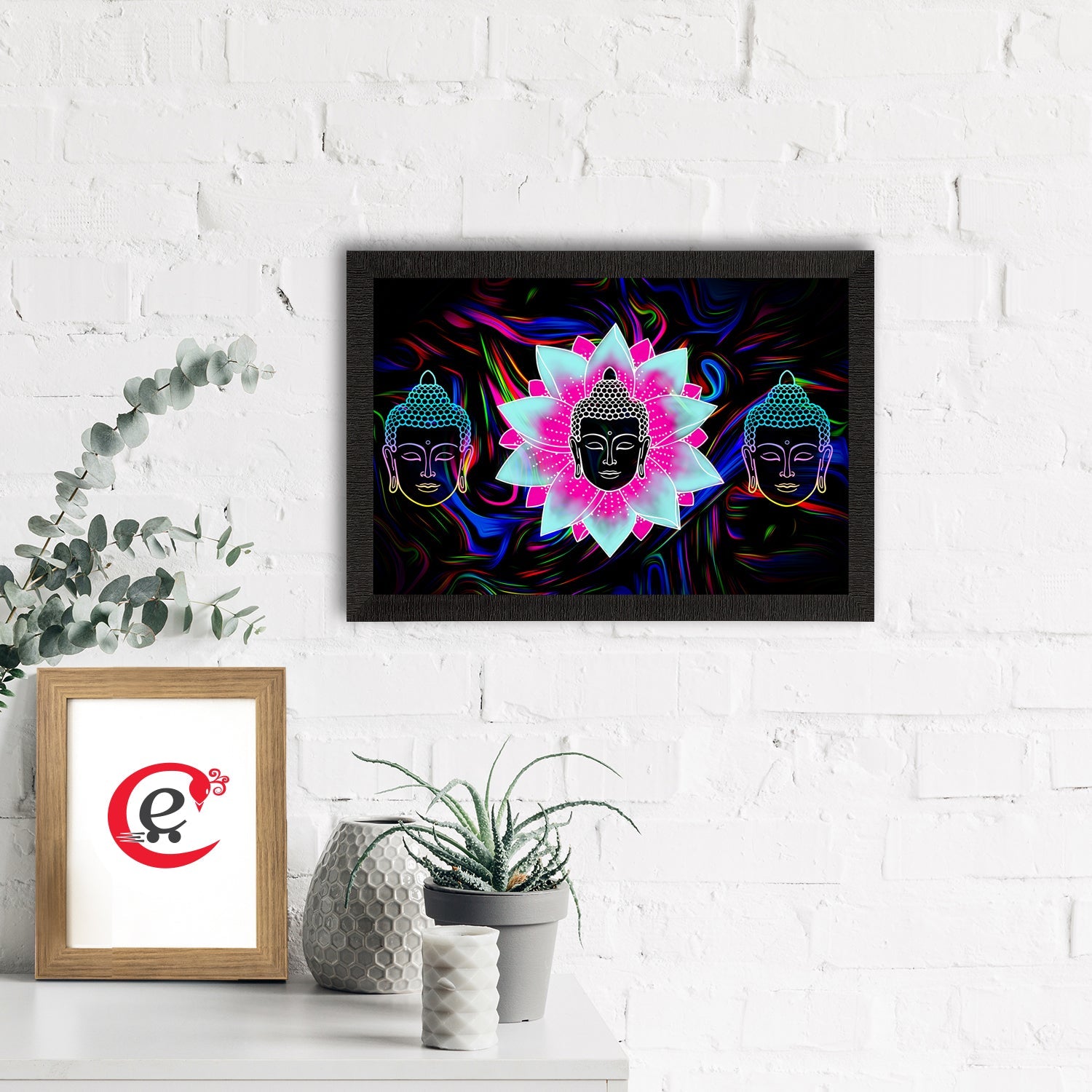Meditating Lord Buddha Satin Matt Texture UV Art Painting Kafalo