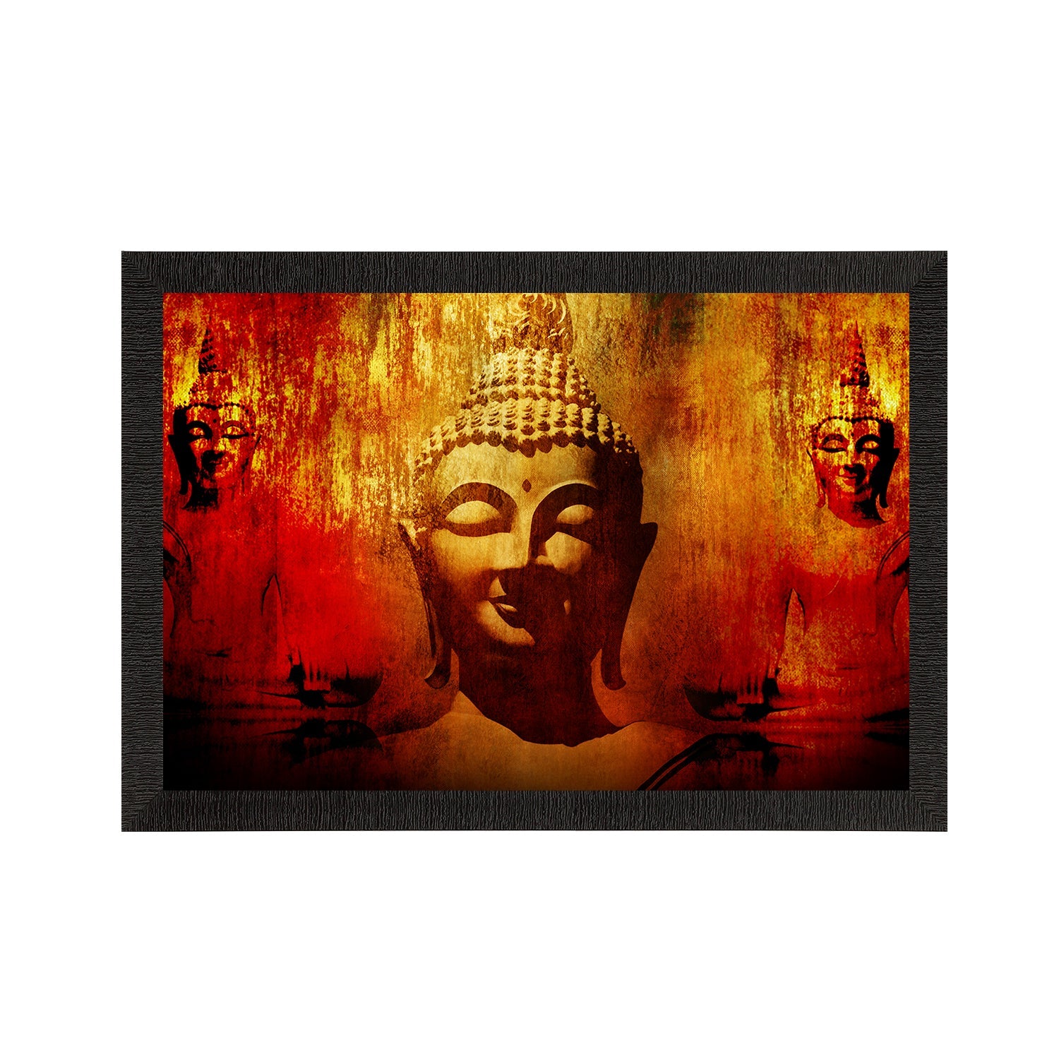 Meditating Lord Buddha Satin Matt Texture UV Art Painting Kafalo