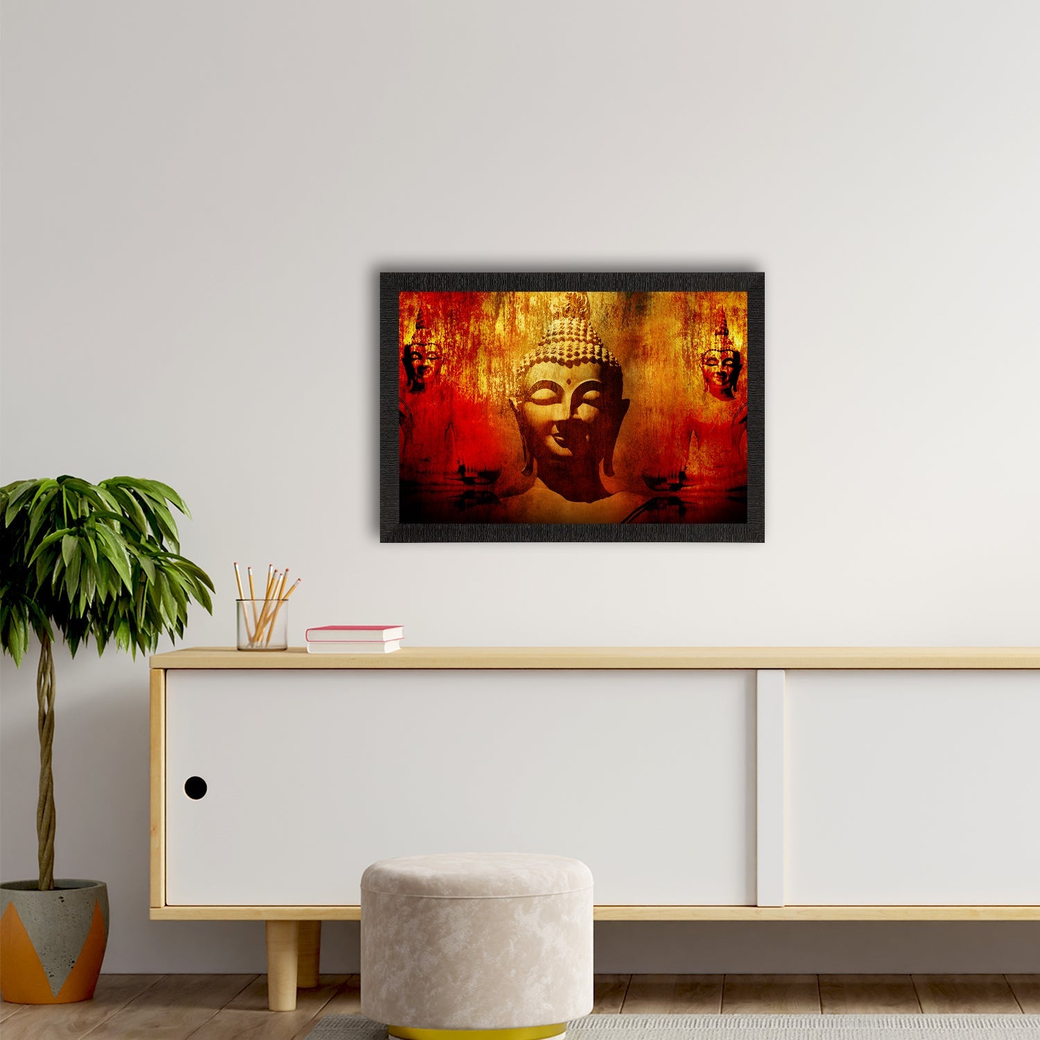 Meditating Lord Buddha Satin Matt Texture UV Art Painting Kafalo