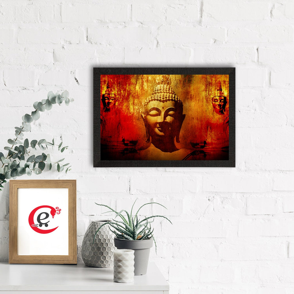 Meditating Lord Buddha Satin Matt Texture UV Art Painting Kafalo
