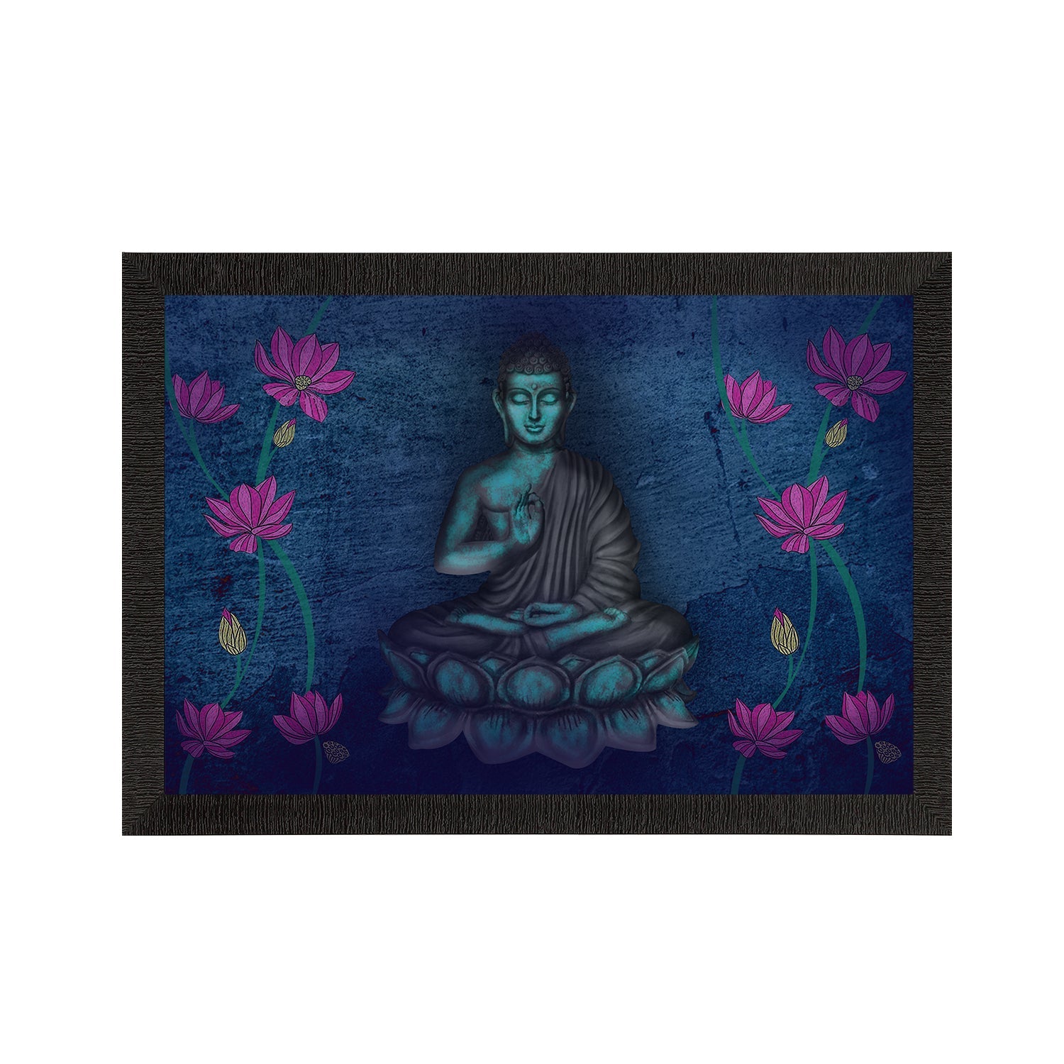 Meditating Lord Buddha Satin Matt Texture UV Art Painting Kafalo