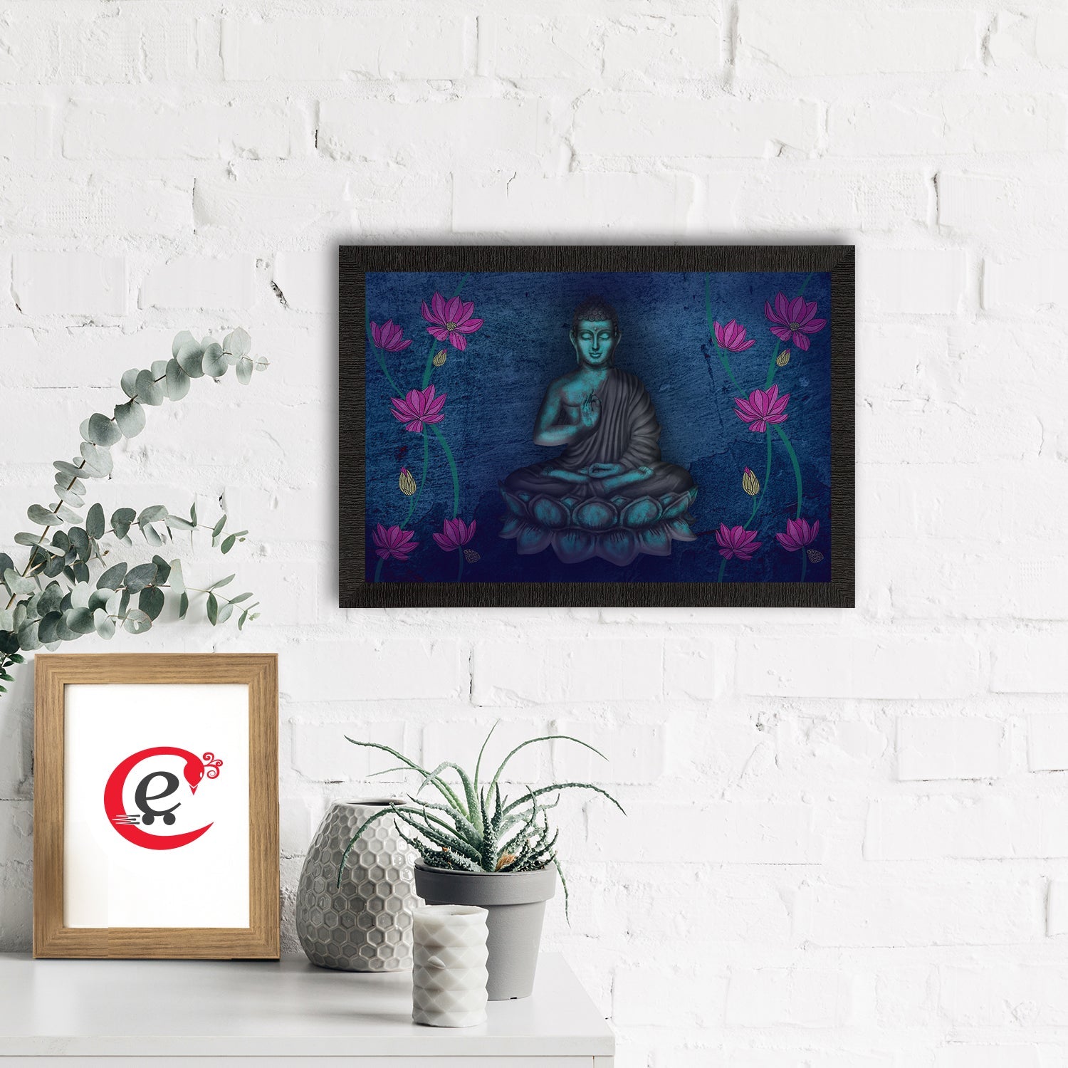 Meditating Lord Buddha Satin Matt Texture UV Art Painting Kafalo