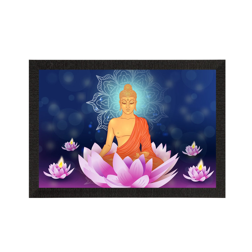 Meditating Lord Buddha Satin Matt Texture UV Art Painting Kafalo