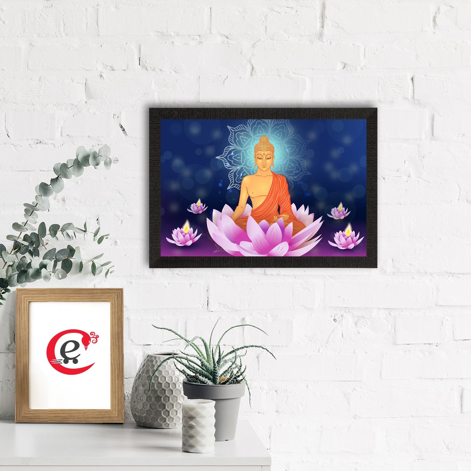 Meditating Lord Buddha Satin Matt Texture UV Art Painting Kafalo