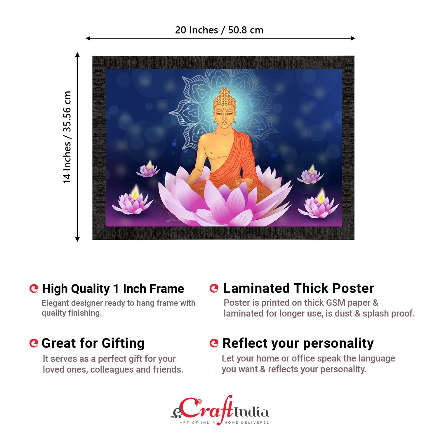Meditating Lord Buddha Satin Matt Texture UV Art Painting Kafalo