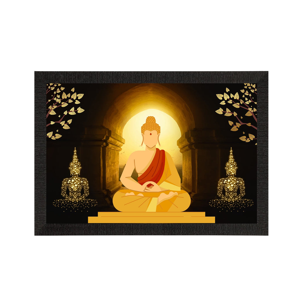 Meditating Lord Buddha Satin Matt Texture UV Art Painting Kafalo