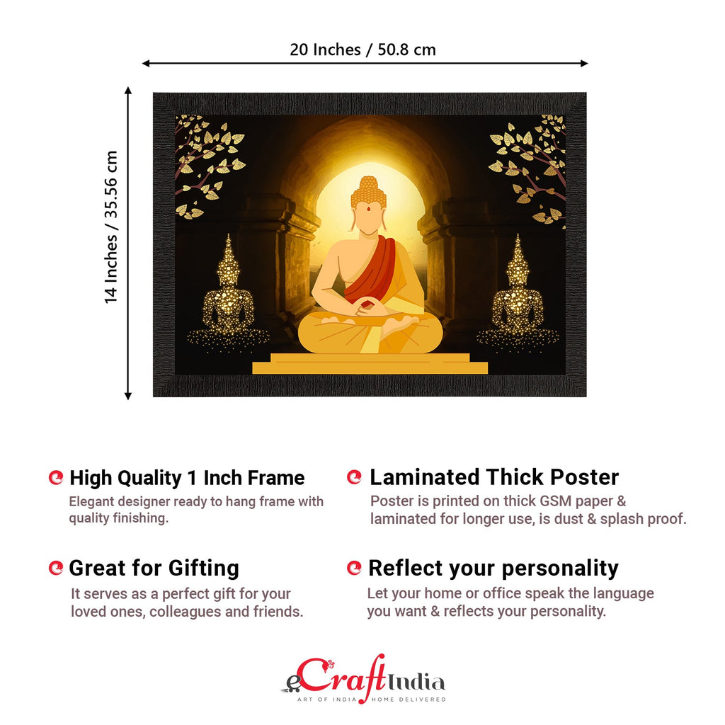 Meditating Lord Buddha Satin Matt Texture UV Art Painting Kafalo