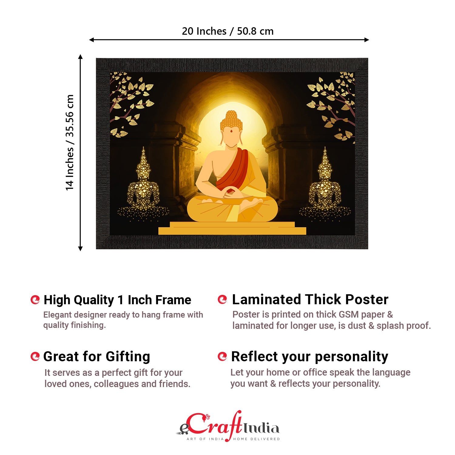 Meditating Lord Buddha Satin Matt Texture UV Art Painting Kafalo