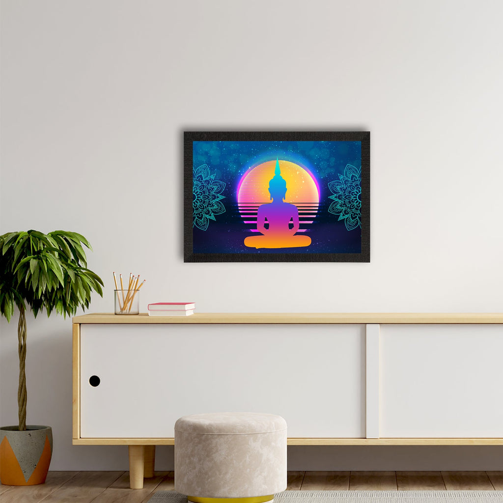 Meditating Lord Buddha Satin Matt Texture UV Art Painting Kafalo