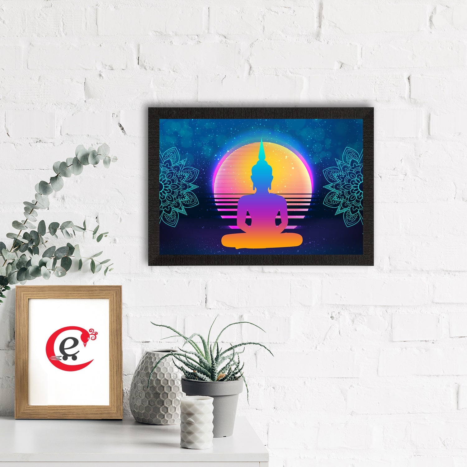 Meditating Lord Buddha Satin Matt Texture UV Art Painting Kafalo