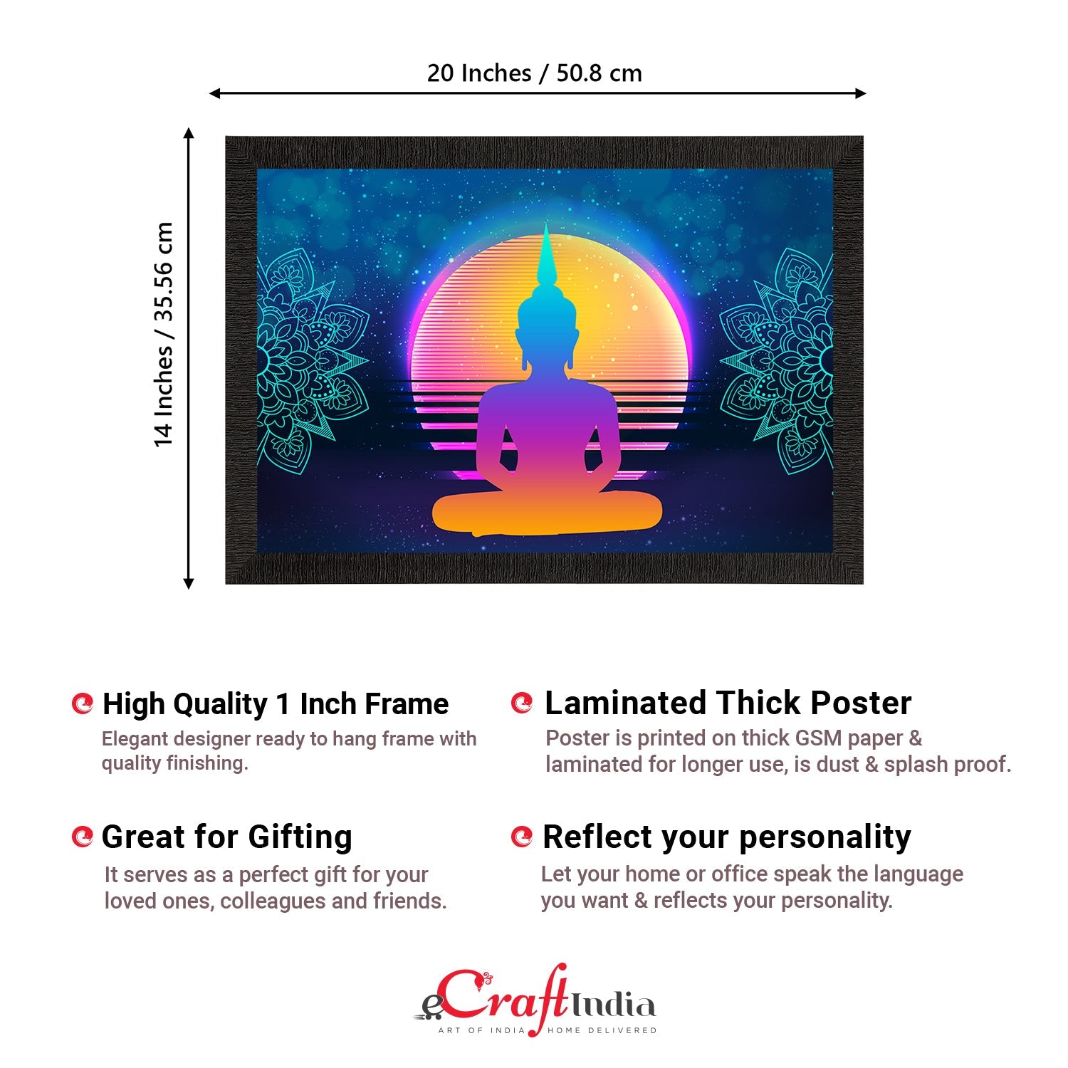 Meditating Lord Buddha Satin Matt Texture UV Art Painting Kafalo
