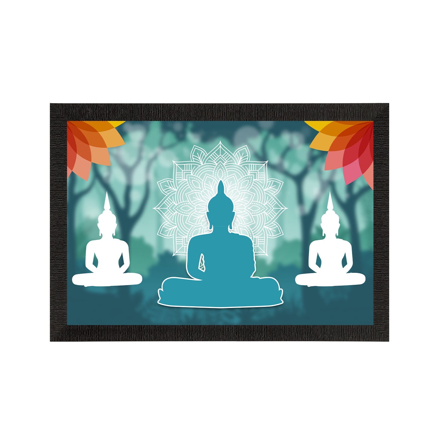 Meditating Lord Buddha Satin Matt Texture UV Art Painting Kafalo