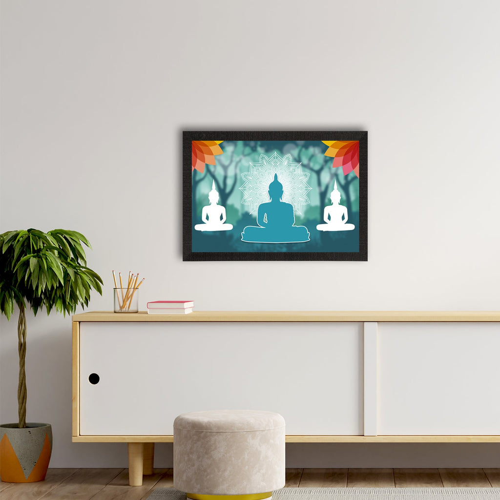 Meditating Lord Buddha Satin Matt Texture UV Art Painting Kafalo