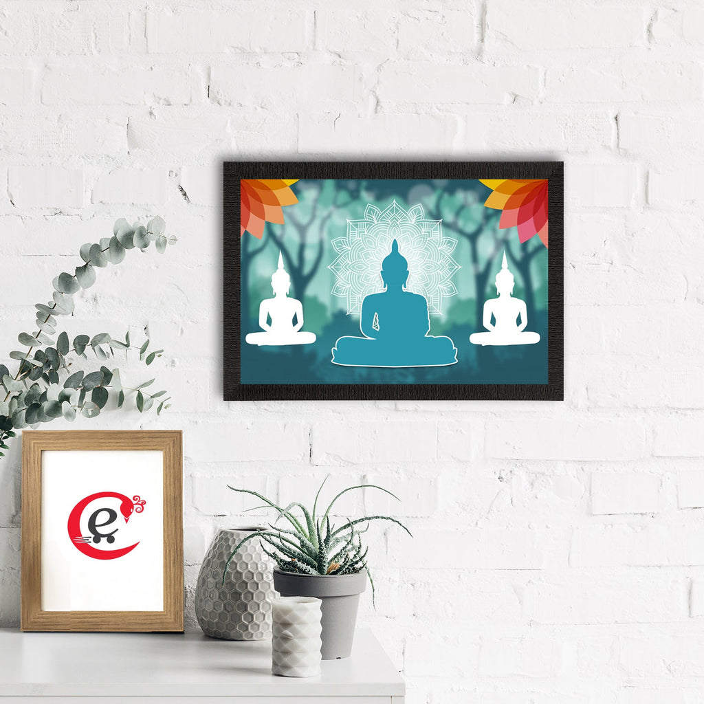 Meditating Lord Buddha Satin Matt Texture UV Art Painting Kafalo