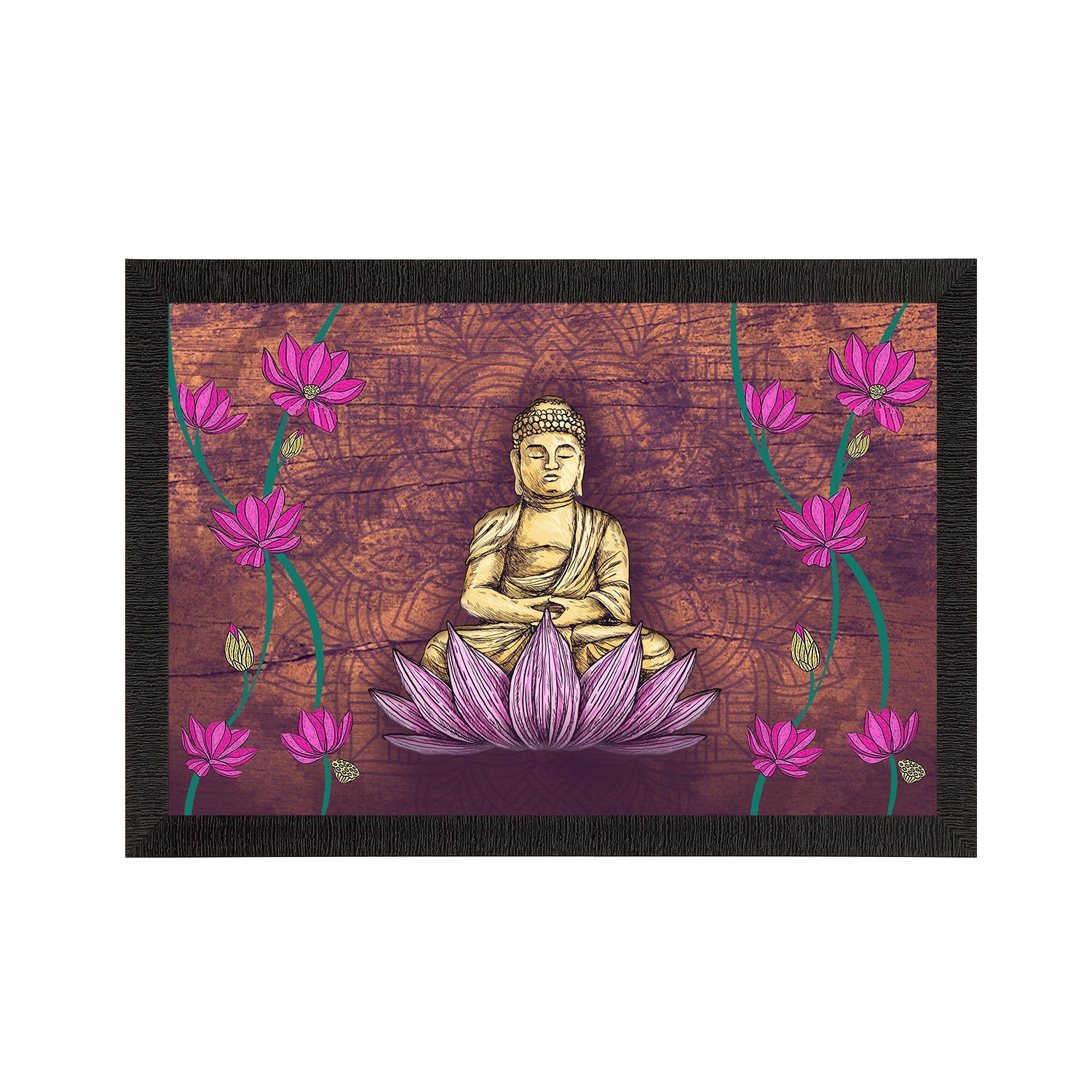 Meditating Lord Buddha Satin Matt Texture UV Art Painting Kafalo