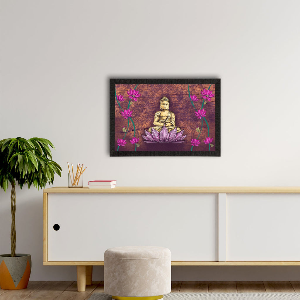 Meditating Lord Buddha Satin Matt Texture UV Art Painting Kafalo