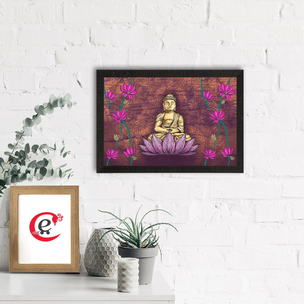 Meditating Lord Buddha Satin Matt Texture UV Art Painting Kafalo