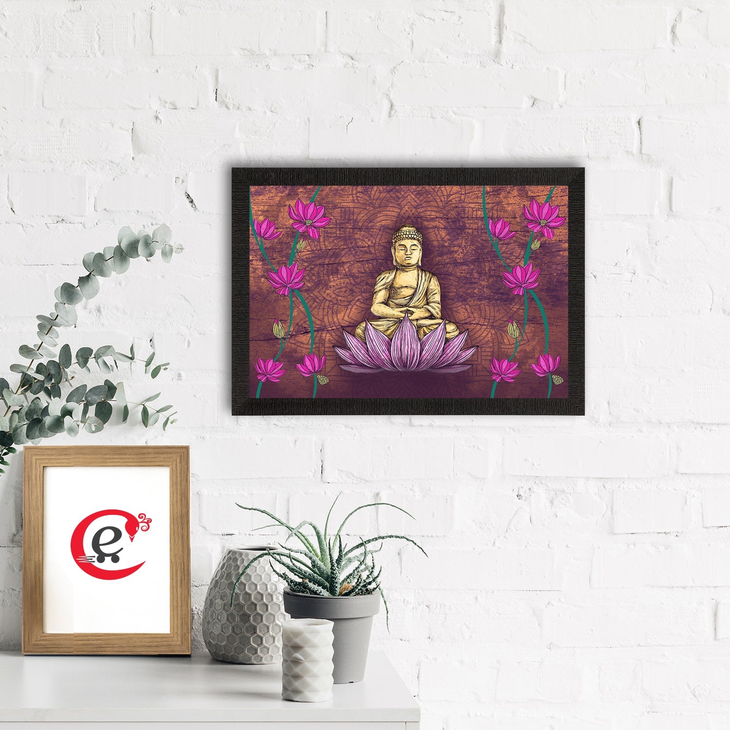 Meditating Lord Buddha Satin Matt Texture UV Art Painting Kafalo