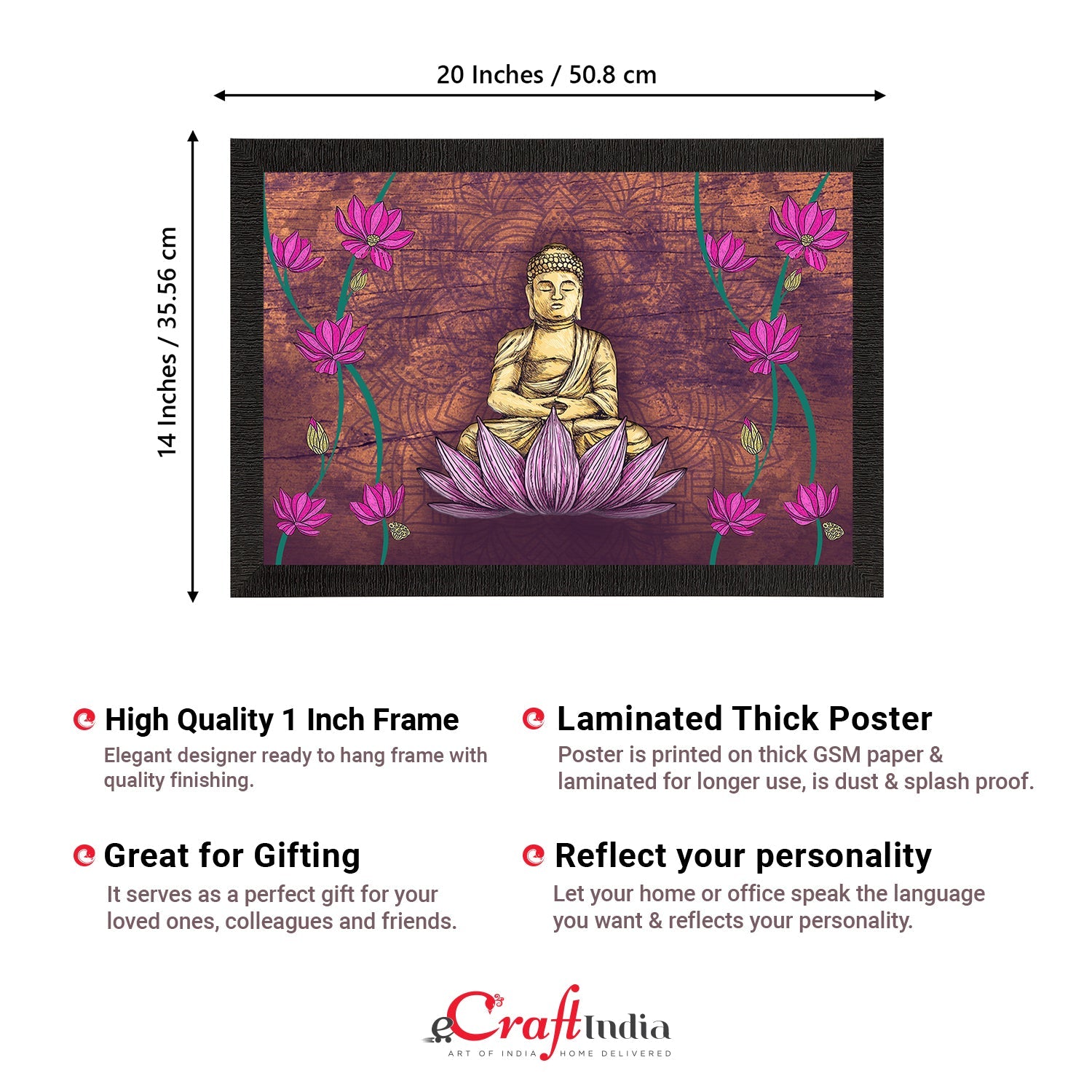 Meditating Lord Buddha Satin Matt Texture UV Art Painting Kafalo