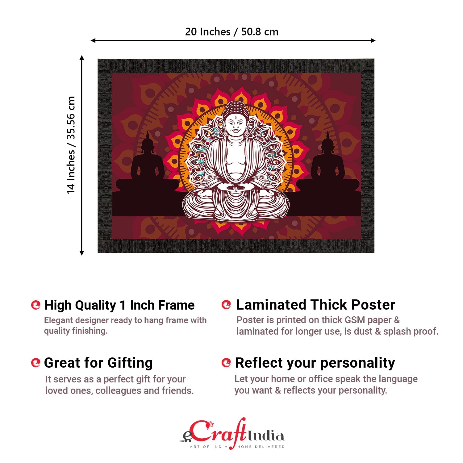 Meditating Lord Buddha Satin Matt Texture UV Art Painting Kafalo