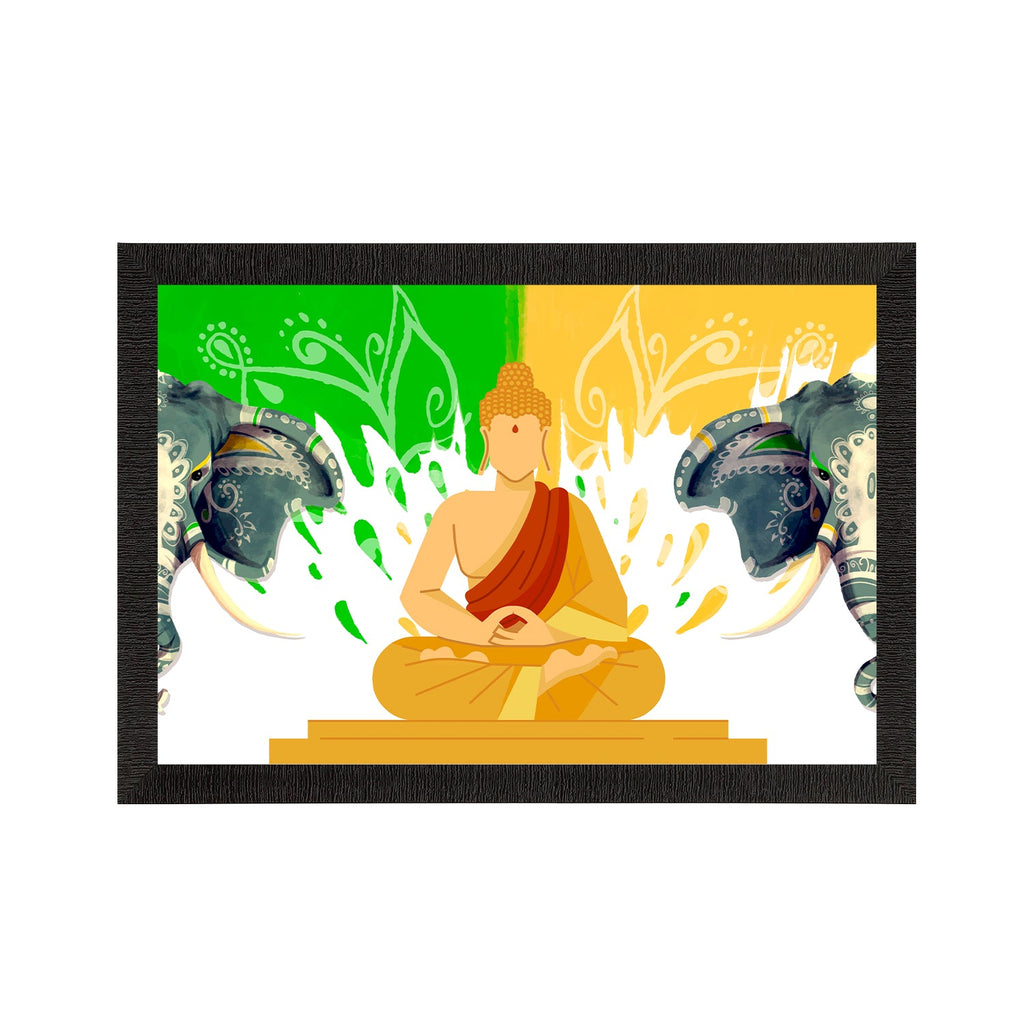 Meditating Lord Buddha Satin Matt Texture UV Art Painting Kafalo