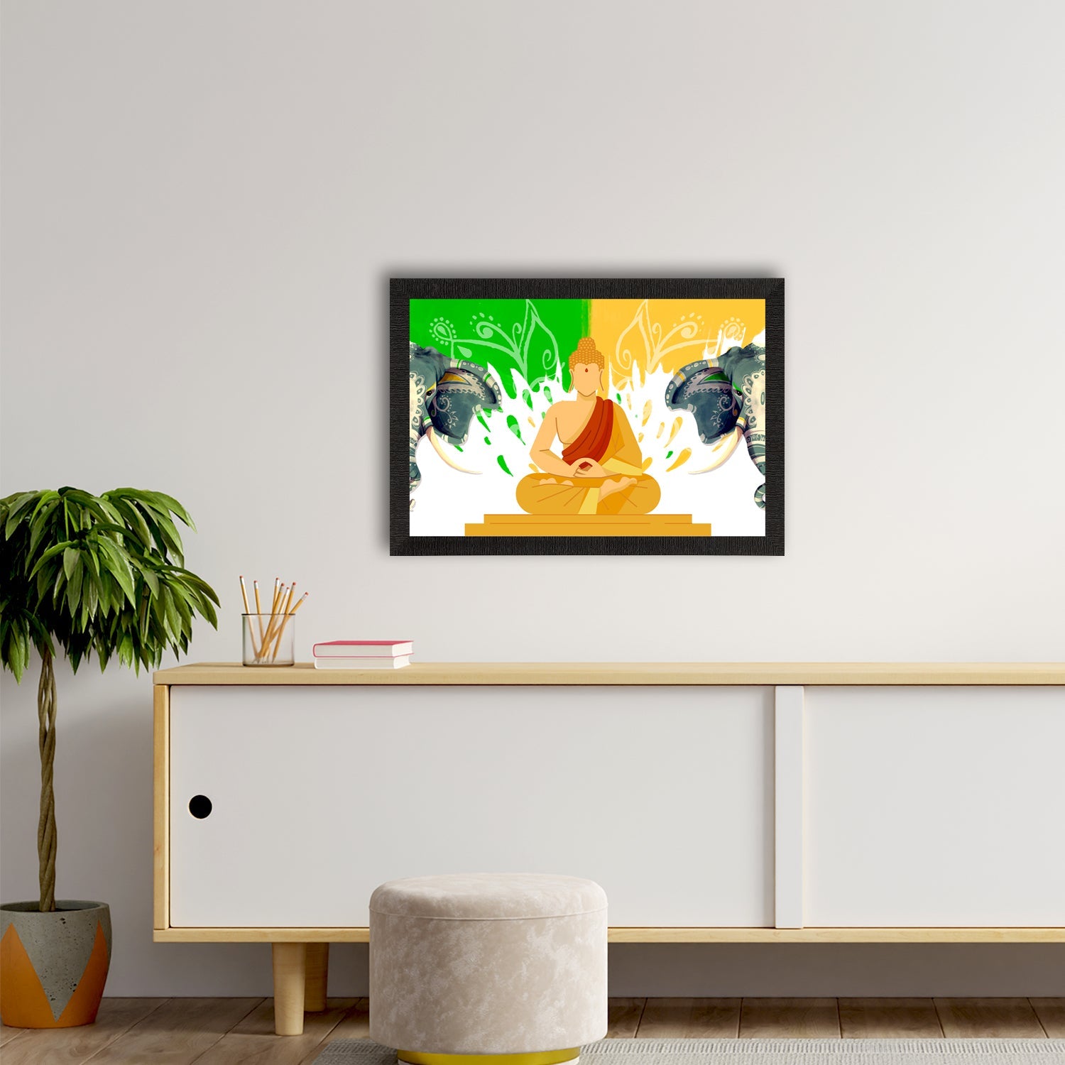 Meditating Lord Buddha Satin Matt Texture UV Art Painting Kafalo