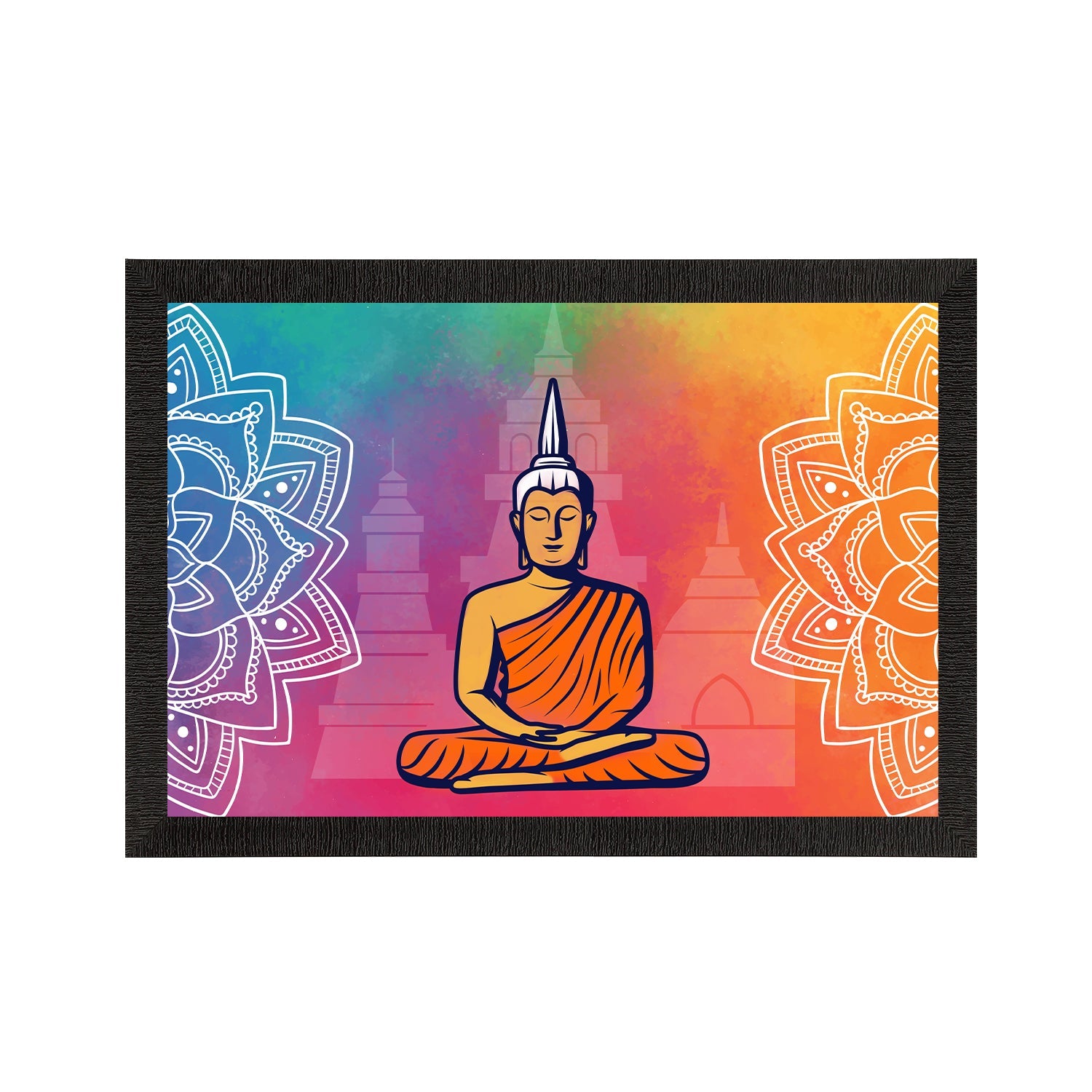 Meditating Lord Buddha Satin Matt Texture UV Art Painting Kafalo