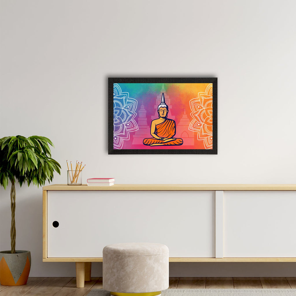Meditating Lord Buddha Satin Matt Texture UV Art Painting Kafalo