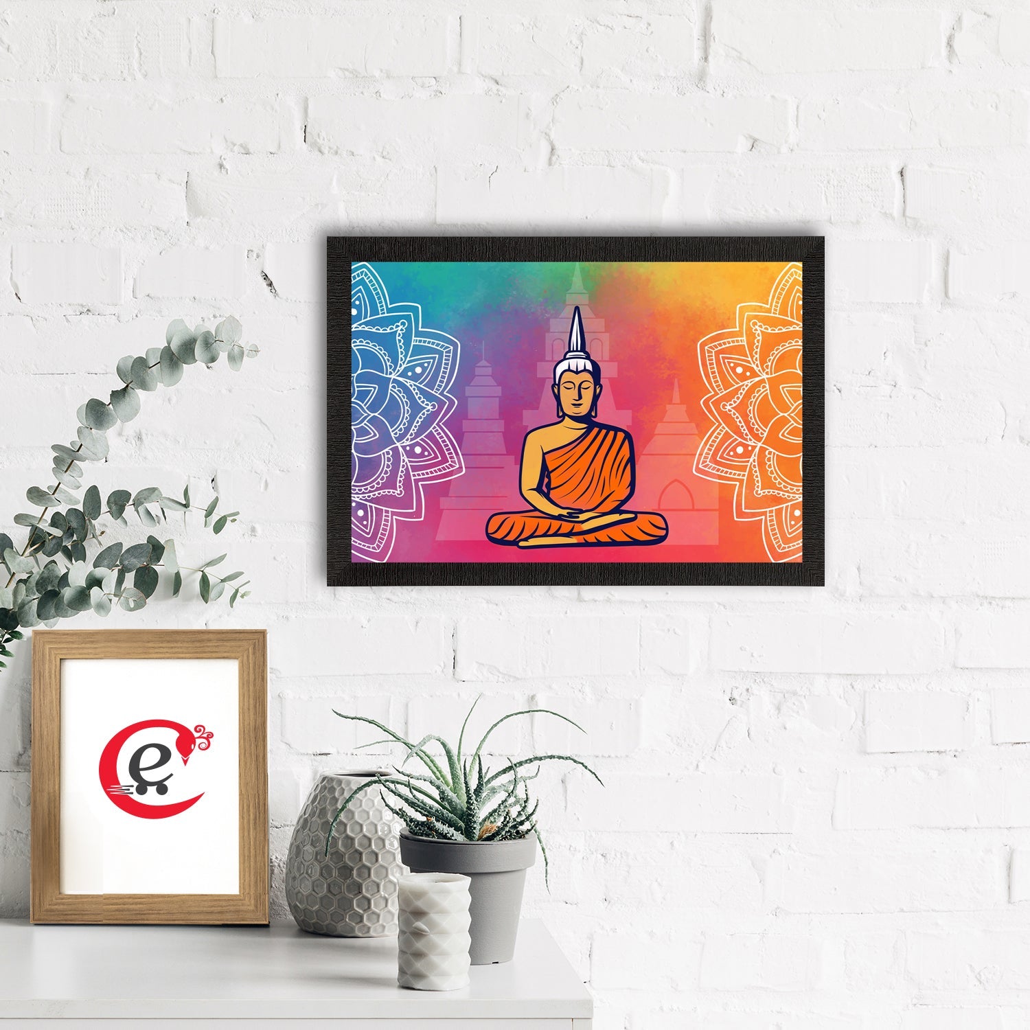 Meditating Lord Buddha Satin Matt Texture UV Art Painting Kafalo