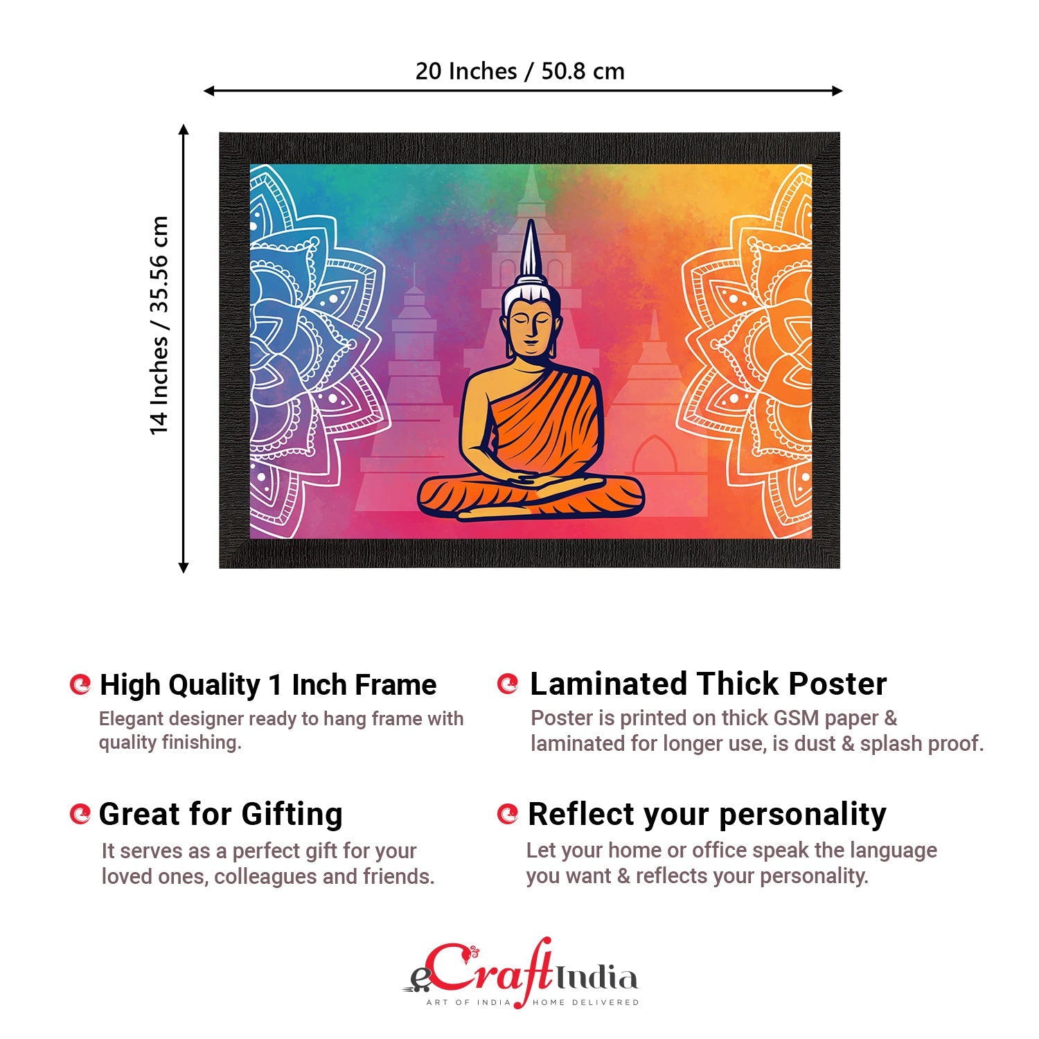 Meditating Lord Buddha Satin Matt Texture UV Art Painting Kafalo