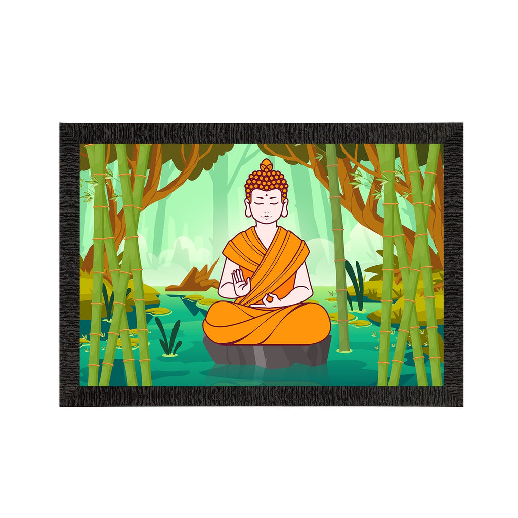 Meditating Lord Buddha Satin Matt Texture UV Art Painting Kafalo