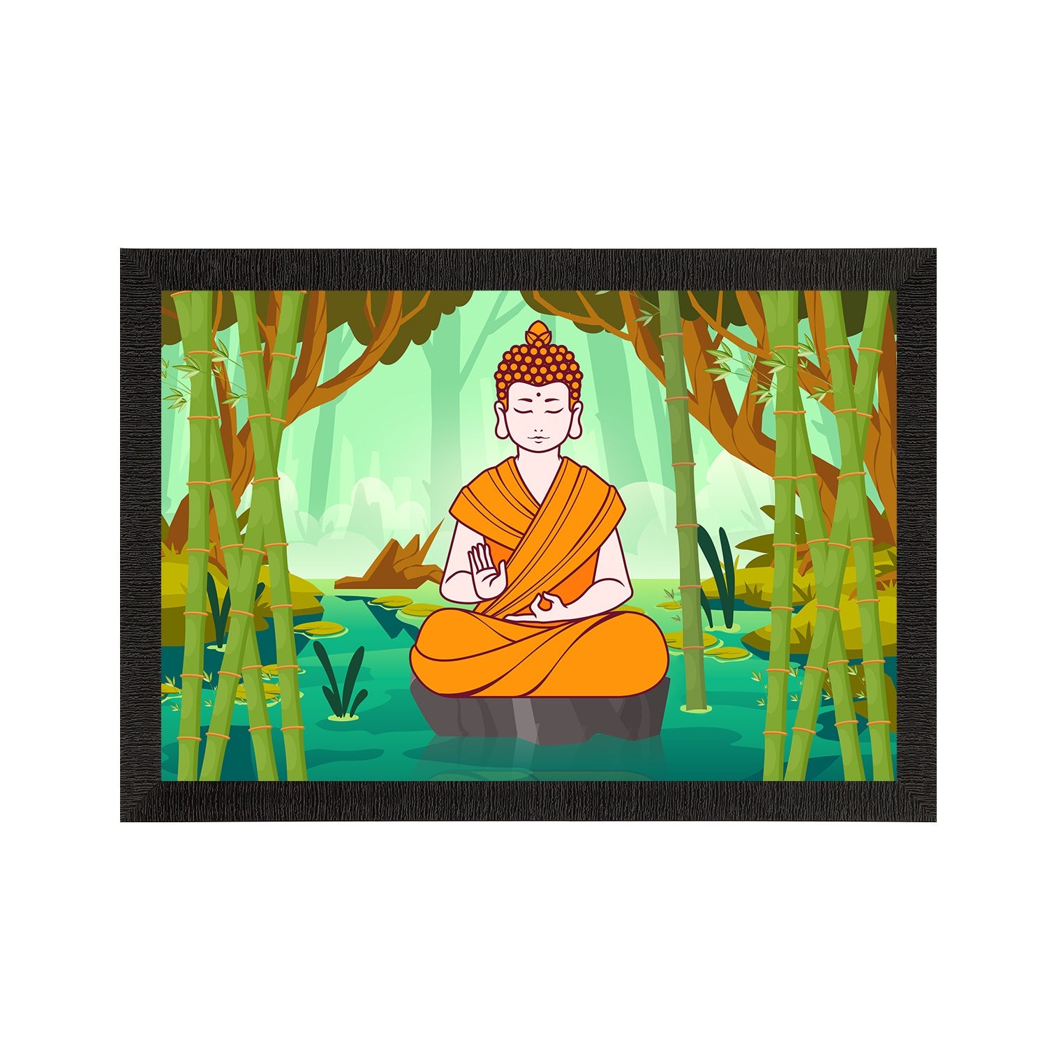 Meditating Lord Buddha Satin Matt Texture UV Art Painting Kafalo
