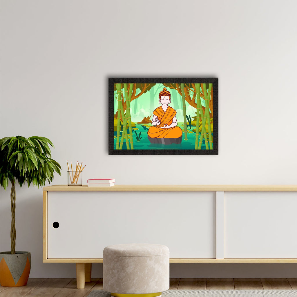 Meditating Lord Buddha Satin Matt Texture UV Art Painting Kafalo