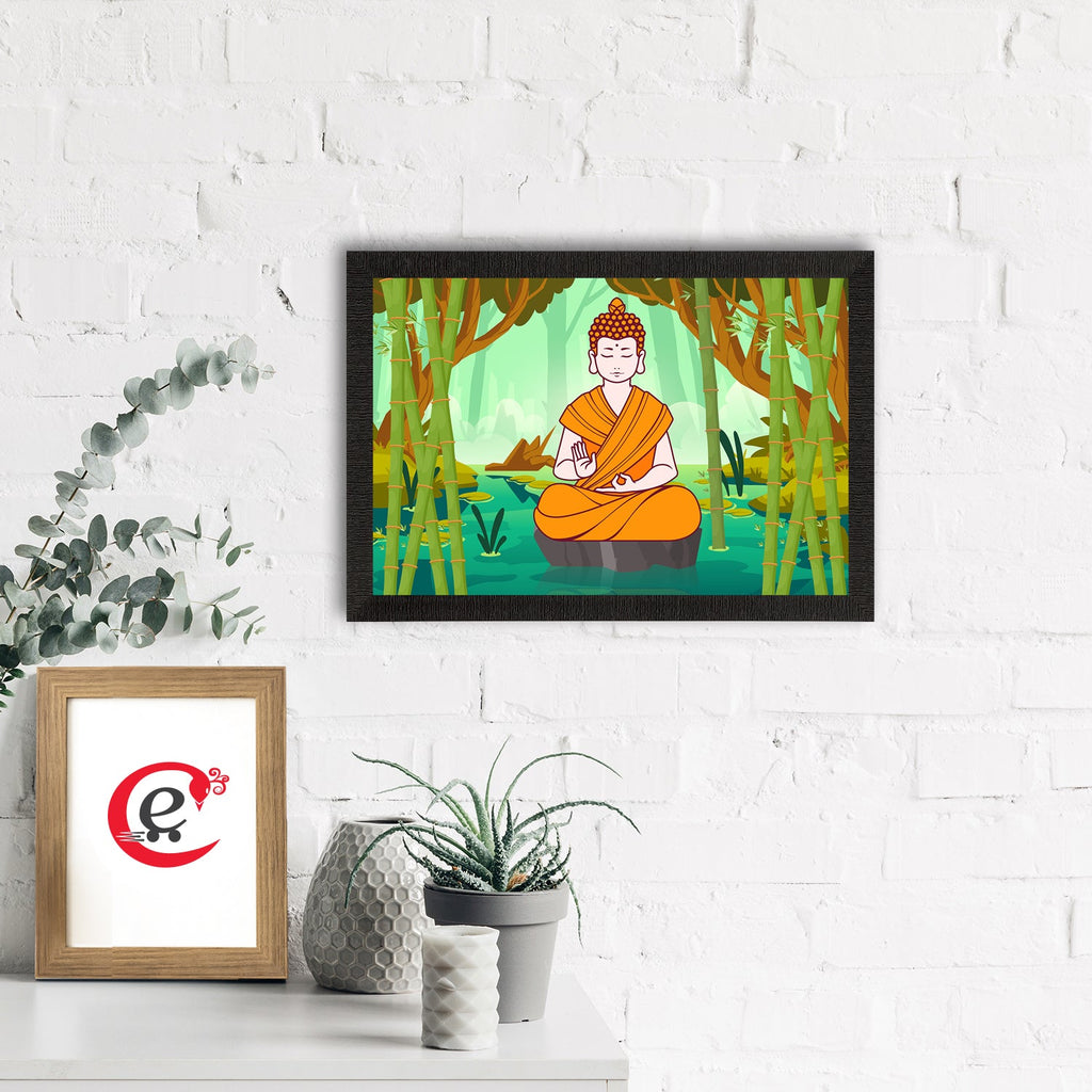 Meditating Lord Buddha Satin Matt Texture UV Art Painting Kafalo