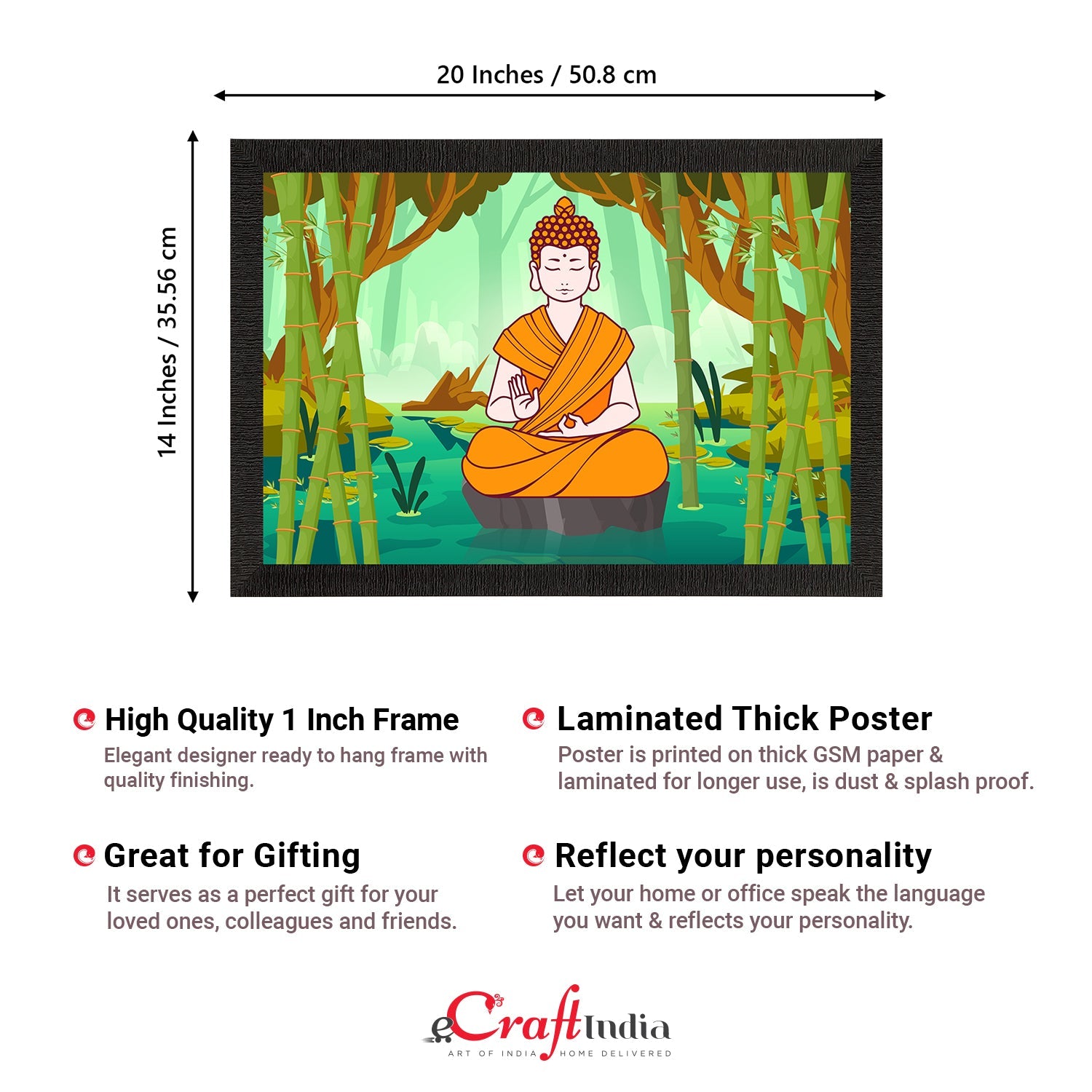 Meditating Lord Buddha Satin Matt Texture UV Art Painting Kafalo