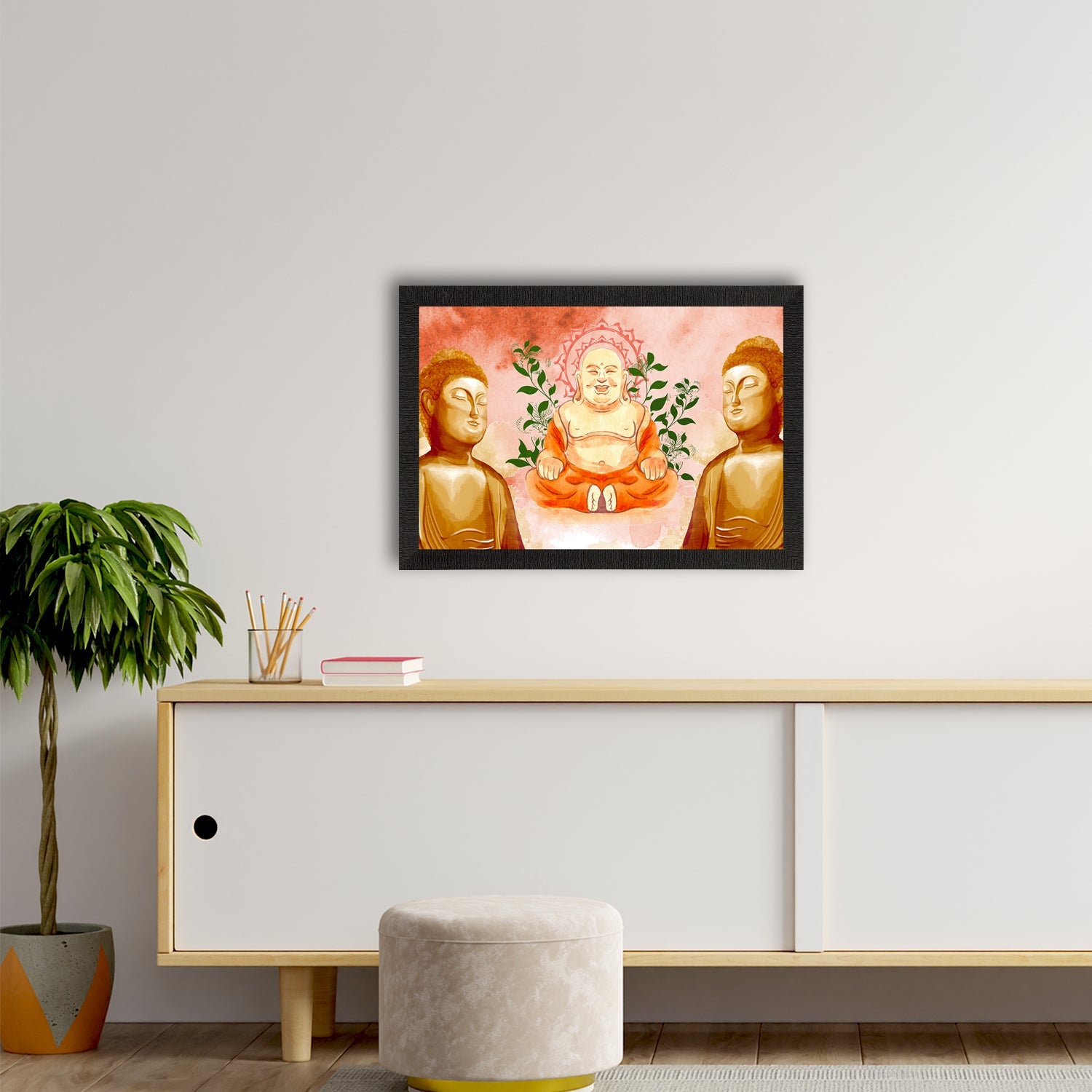 Meditating Lord Buddha Satin Matt Texture UV Art Painting Kafalo