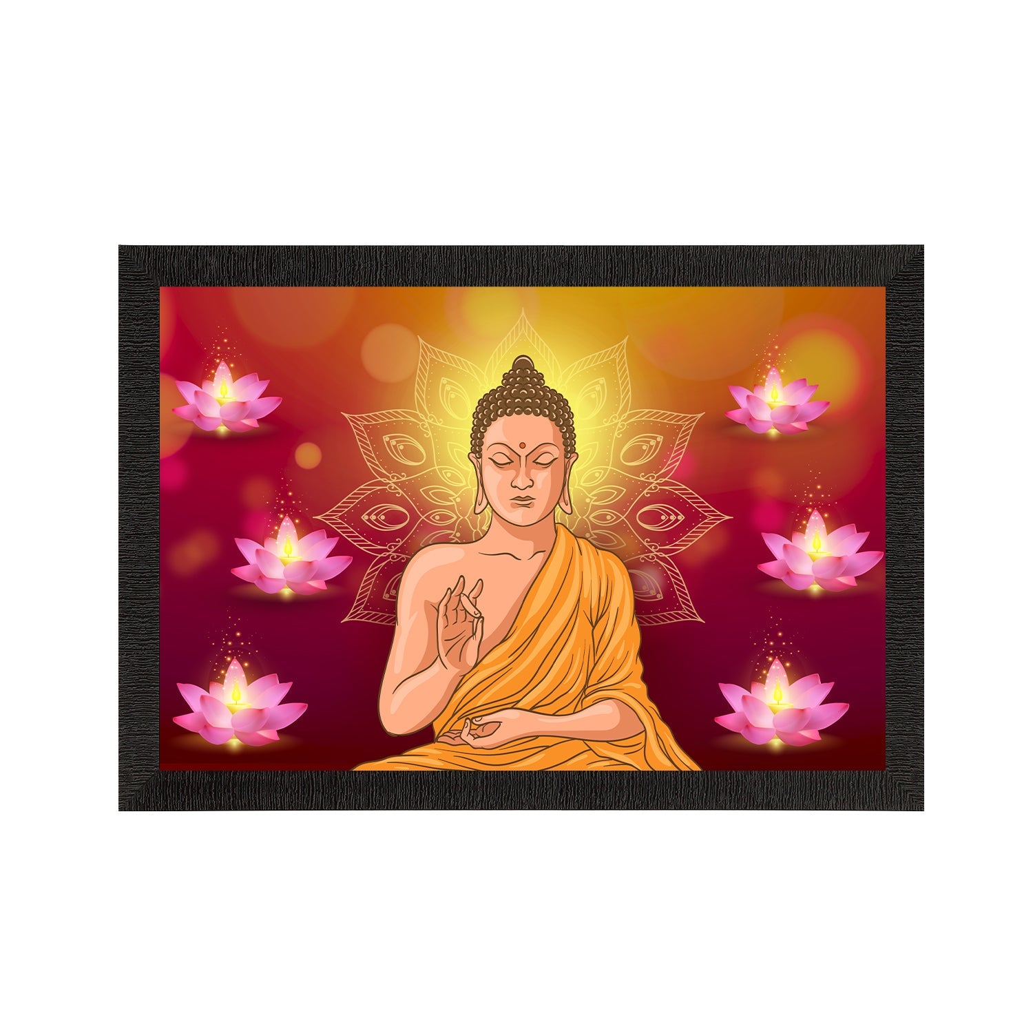 Meditating Lord Buddha Satin Matt Texture UV Art Painting Kafalo