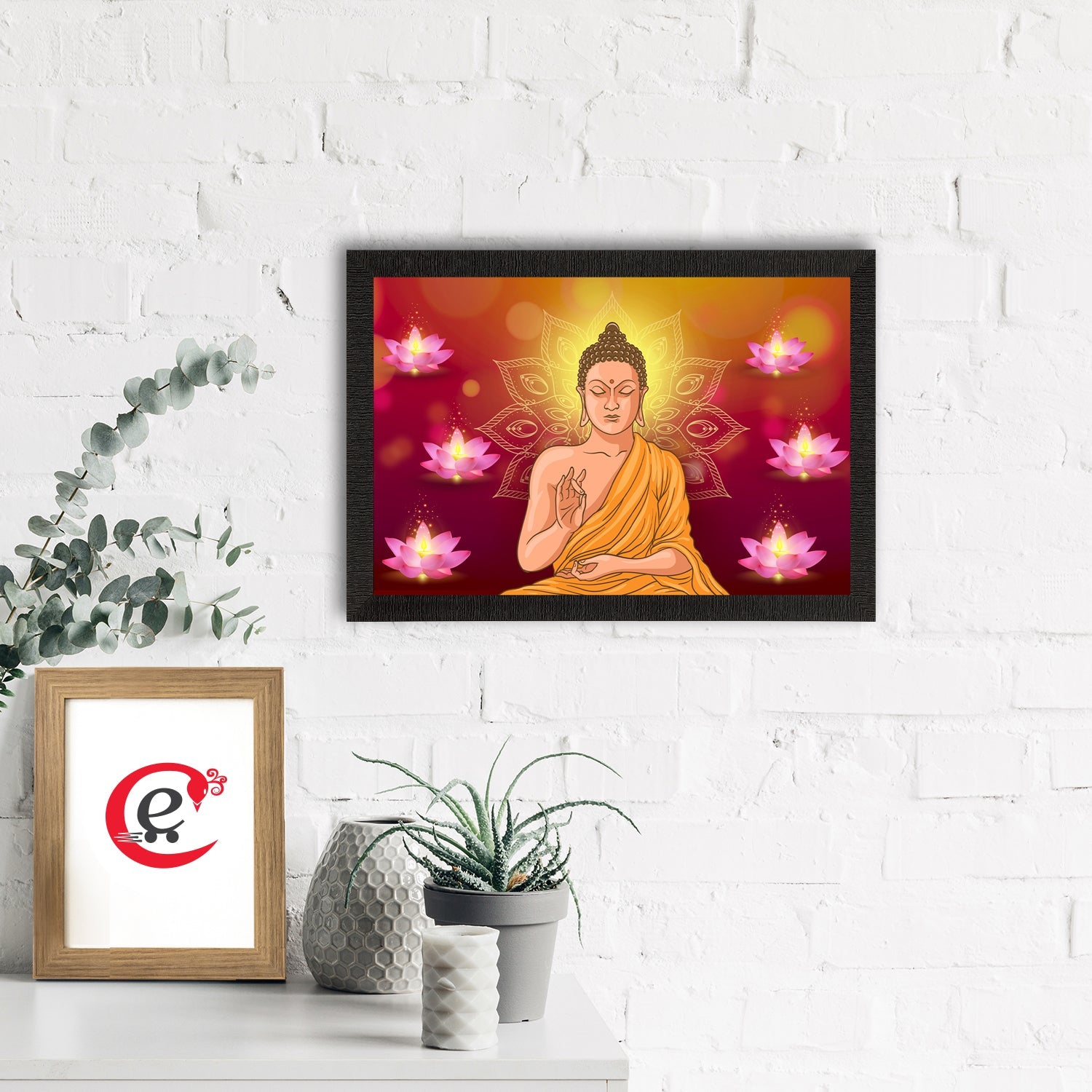 Meditating Lord Buddha Satin Matt Texture UV Art Painting Kafalo